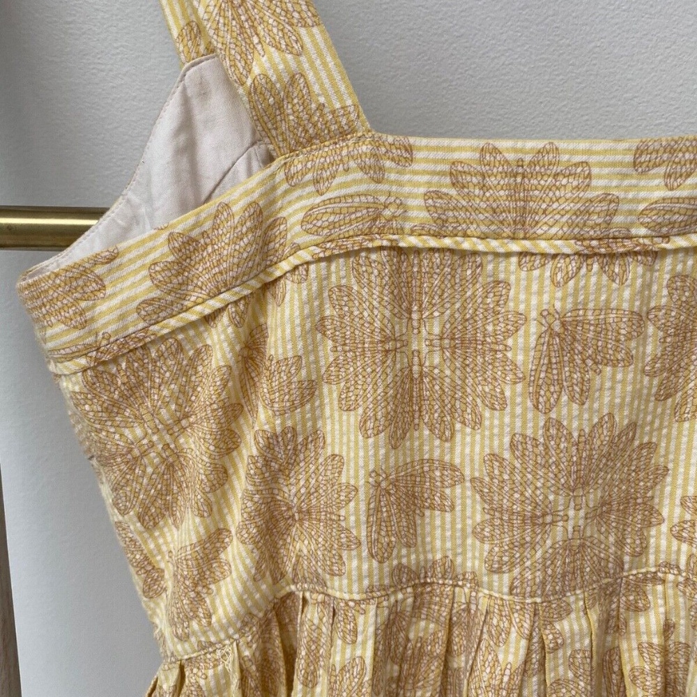 Maeve Anthropologie Yellow Seersucker Cotton Button-Front Dragonfly Dress Sz 00P - Picture 4 of 9